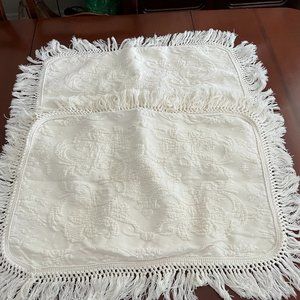 Bates Beadspreads 1 pair Sham Covers Matelasse Fringed